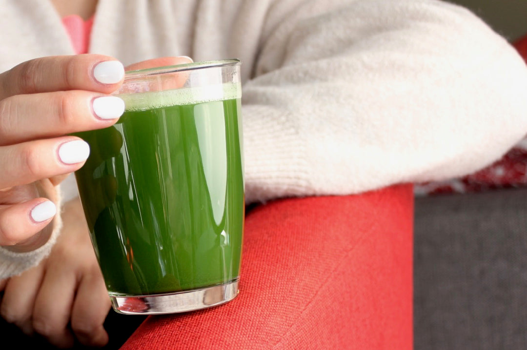 A glass of sipping matcha