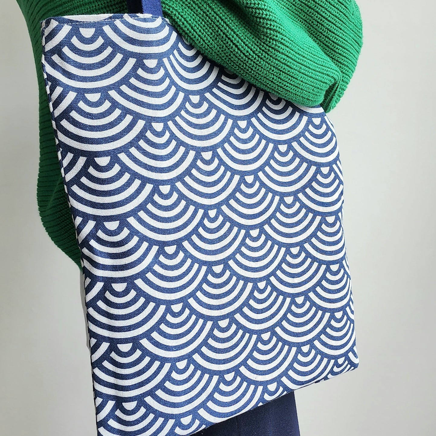 Wabi Tote Bag Navy Seigaiha (Waves) Design
