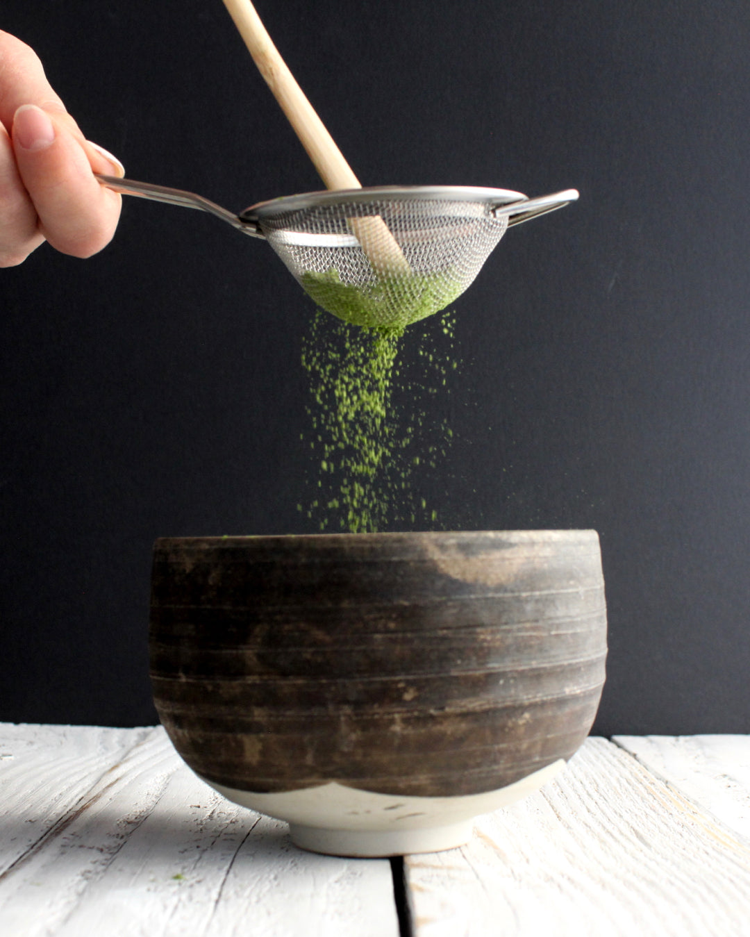 Sifting Organic Ceremonial Matcha by Wabi Matcha