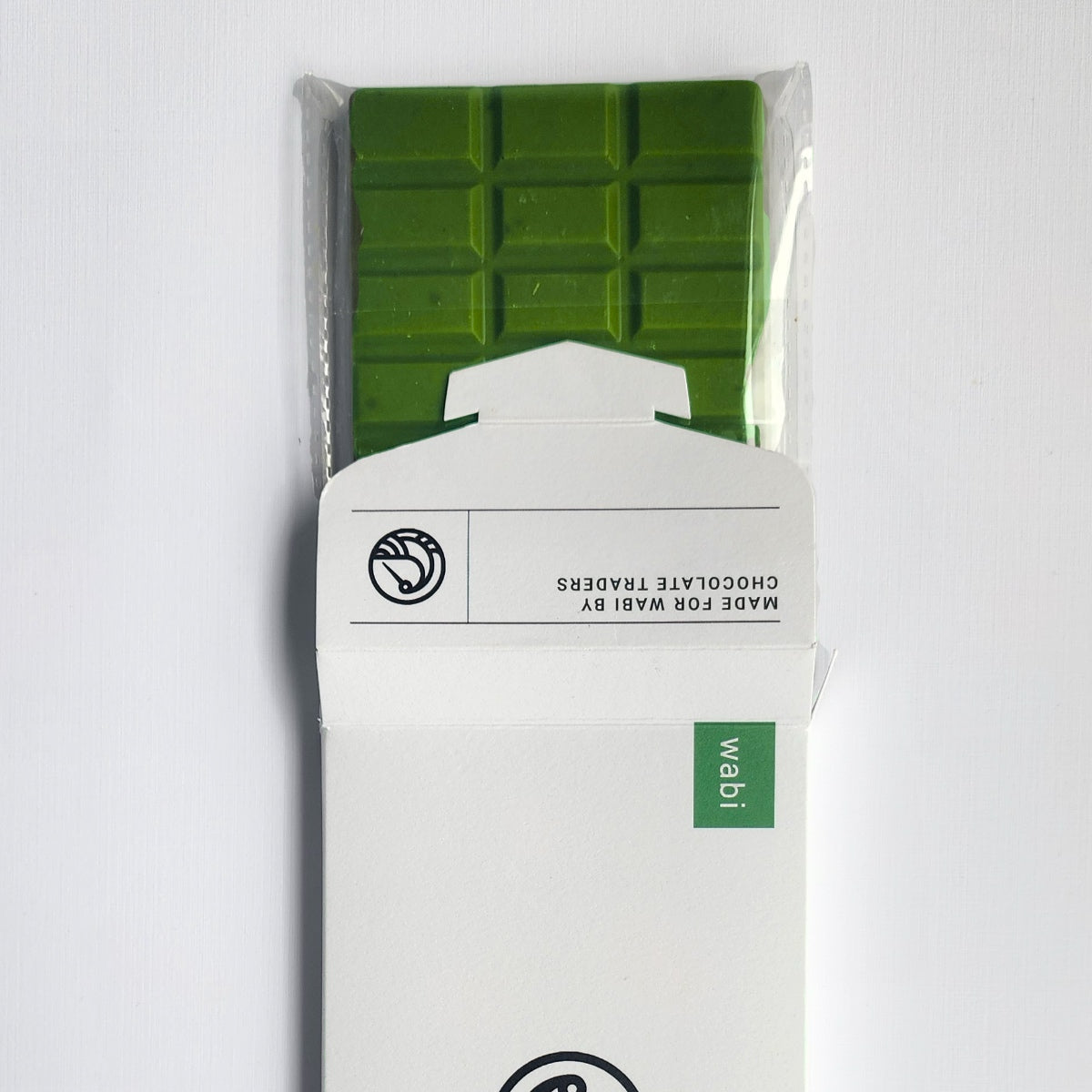Wabi Matcha Chocolate Block coming out of box