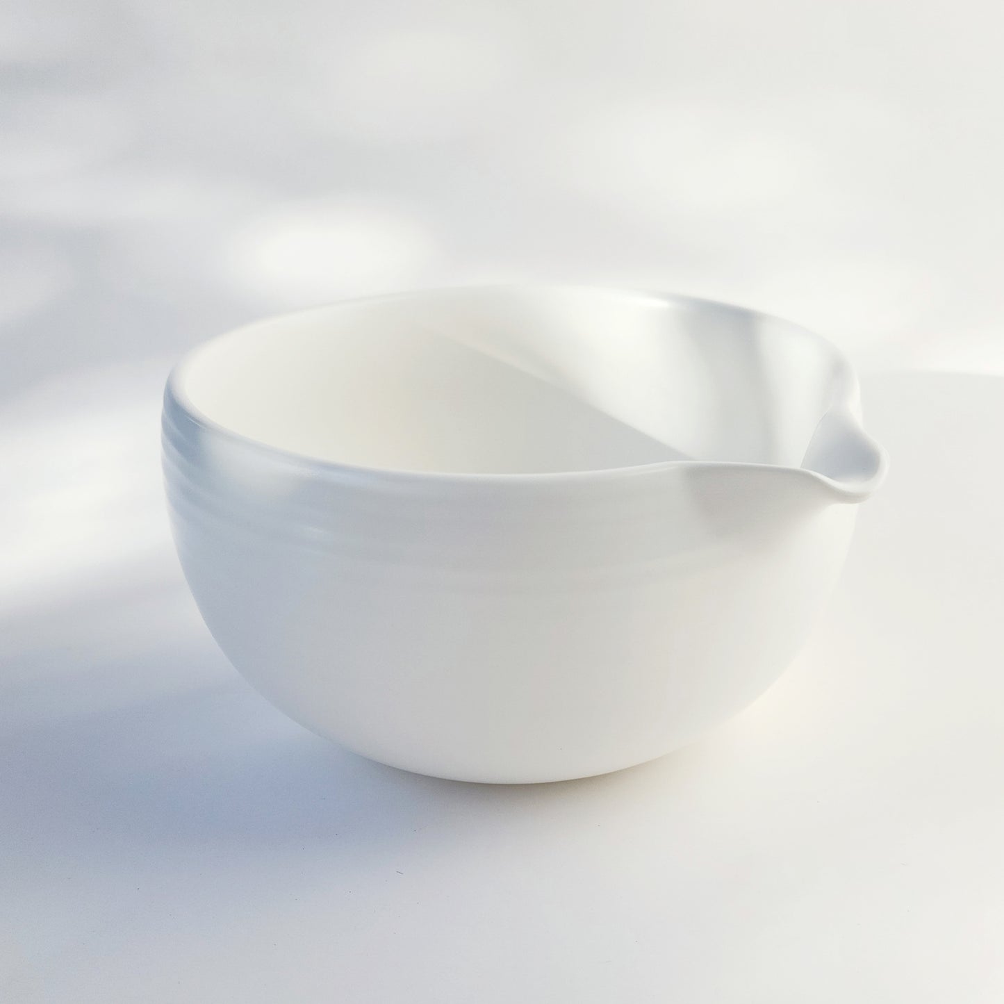 Classic White Matcha Bowl with Pourer with soft shadow