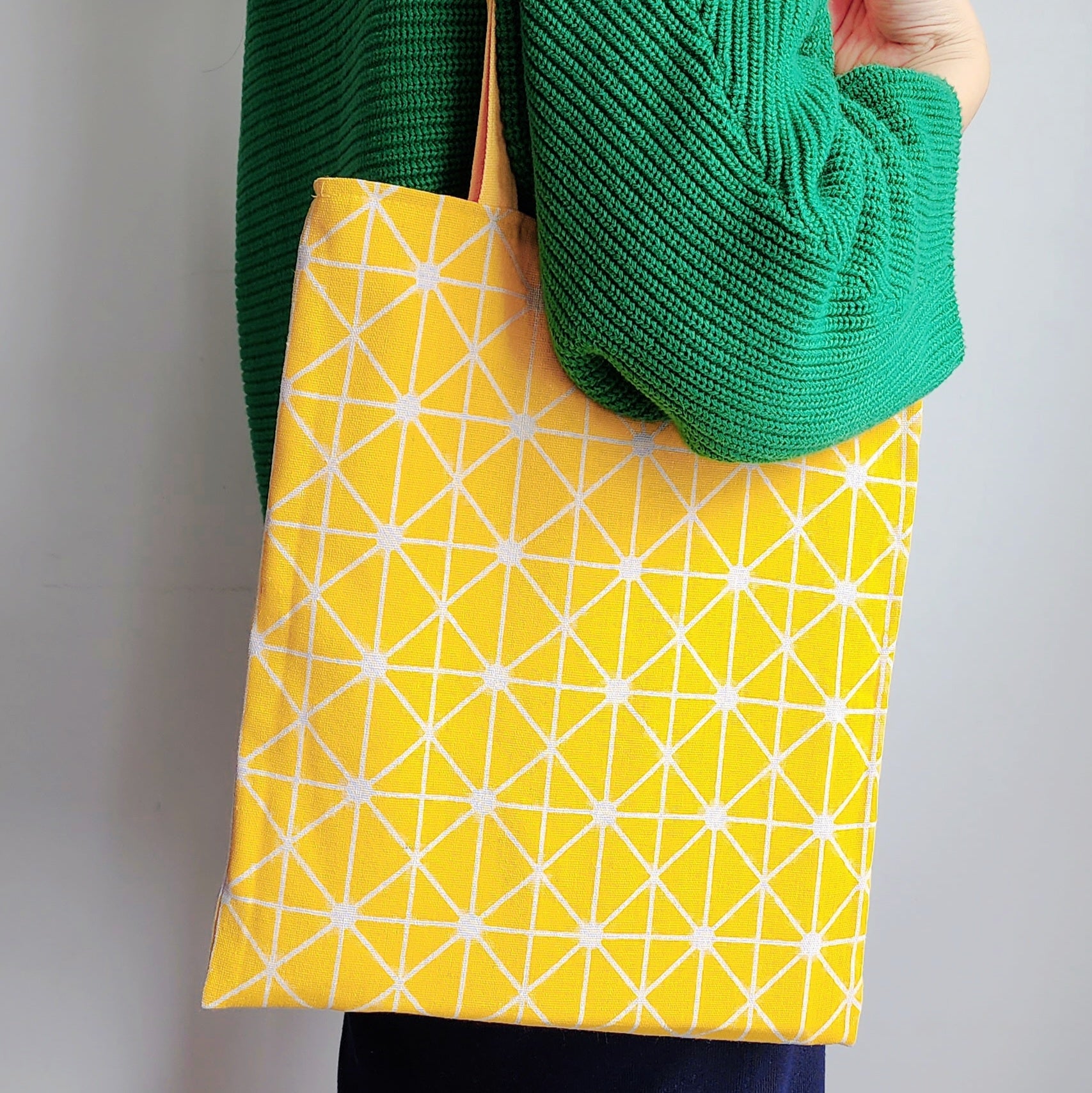 Wabi Tote Bag Yellow Asanoha Design